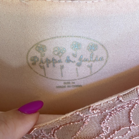 Pippa & Julie girls long sleeve LACE stretch formal dress blush pink size 14 - Picture 3 of 11